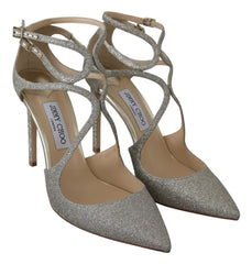 Sapatos Jimmy Choo Platinum Ice Lancer em Couro - Elegância Refinada