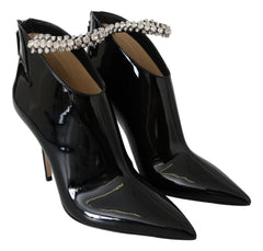 Jimmy Choo Botas de Salto Elegantes Pretas com Envernizamento