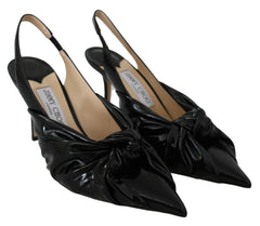 Jimmy Choo Sapatos Elegantes de Couro Preto com Bico Fino