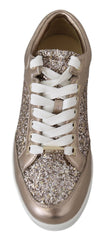 Tênis Jimmy Choo Ballet Rosa Glitter Couro
