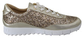 Tênis Jimmy Choo de couro com glitter dourado antigo