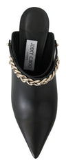Jimmy Choo Elegante Preto Dourado Couro Scarpins