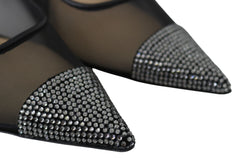 Jimmy Choo Elegante Preto Mesh Crystal Scarpins