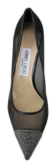 Jimmy Choo Elegante Preto Mesh Crystal Scarpins
