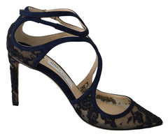 Jimmy Choo Navy Lancer Leather Pumps Elegância Liberada