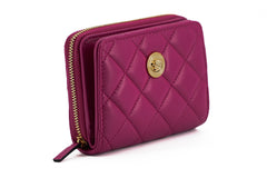 Carteira Versace Elegante de Couro Roxo Acolchoado