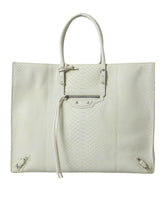 Bolsa tote Balenciaga Chic Python em couro branco e amarelo