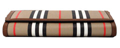 Burberry Hannah Icon Stripe Archive Tan Carteira de couro E-Canvas Bolsa transversal