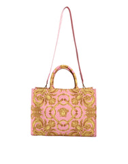 Bolsa grande de couro estampada rosa Versace
