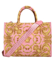 Bolsa grande de couro estampada rosa Versace