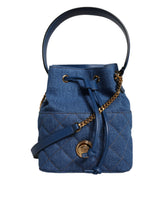 Bolsa de ombro transversal de couro jeans acolchoado azul Versace