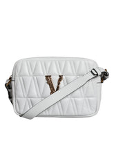 Bolsa de ombro transversal Versace em couro napa acolchoado branco