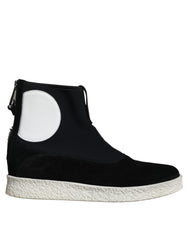 Botas de cano médio Takeshi de neoprene preto e branco Alexander McQueen