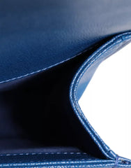 Bolsa de ombro média Chanel Blue Lambskin de couro com corrente dupla