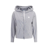 Jaqueta listrada com capuz Prada