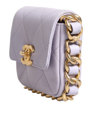 Bolsa transversal Chanel Blue em couro de bezerro acolchoado com aba de corrente e moldura