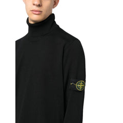 Suéter masculino de lã preta Stone Island