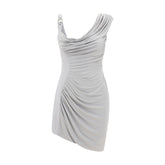 Vestido curto drapeado Versace