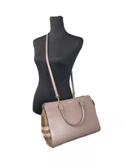 Bolsa tote pequena de couro Banwell da Burberry, cinza, vison