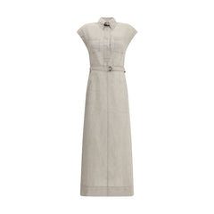 Vestido longo de linho Brunello Cucinelli