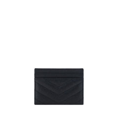Porta-cartões de couro preto Saint Laurent