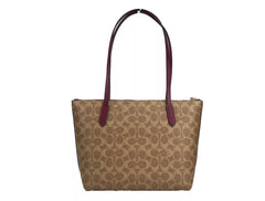 Bolsa tote COACH Signature Canvas Fiona Zip Marrom