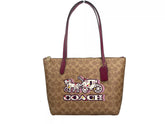 Bolsa tote COACH Signature Canvas Fiona Zip Marrom