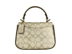 Bolsa transversal Coach Lysa com alça superior champanhe dourada