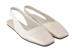 Maison Margiela Sapatos baixos de couro branco tipo slingback
