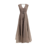 Vestido longo de seda Brunello Cucinelli