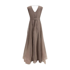 Vestido longo de seda Brunello Cucinelli