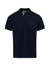 Camisa polo de algodão azul marinho Burberry com gola