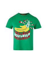Camiseta com logotipo de algodão verde Gucci