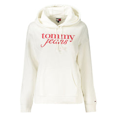 Suéter com capuz feminino Tommy Hilfiger de algodão branco
