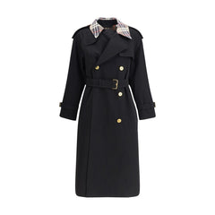 Burberry Castleford Trench Coat longo com gola xadrez