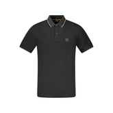 Camisa polo preta de algodão Hugo Boss