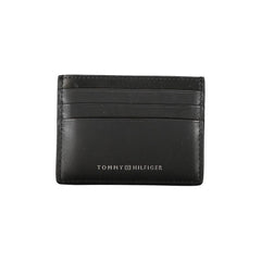 Porta-cartões Tommy Hilfiger Chic em couro preto com detalhes contrastantes
