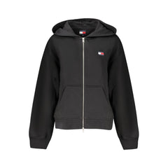 Moletom com capuz feminino Tommy Hilfiger preto de algodão