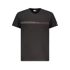 Camiseta masculina preta de algodão Tommy Hilfiger