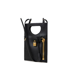 Bolsa de ombro de couro preta Tom Ford