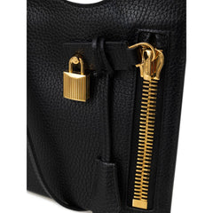 Bolsa de ombro de couro preta Tom Ford