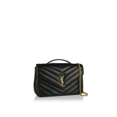 Bolsa de ombro grande de couro Saint Laurent Loulou