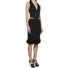 Saia de seda com acabamento em penas Saint Laurent