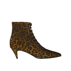 Botas Saint Laurent Kiki com cadarço e estampa de leopardo