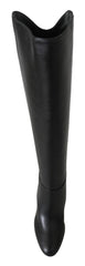 Jimmy Choo Botas de Salto Elegantes em Couro de Bezerro Preto