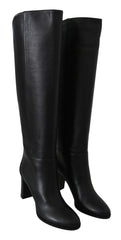 Jimmy Choo Botas de Salto Elegantes em Couro de Bezerro Preto