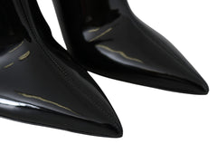 Jimmy Choo Botas de Salto Elegantes Pretas com Envernizamento