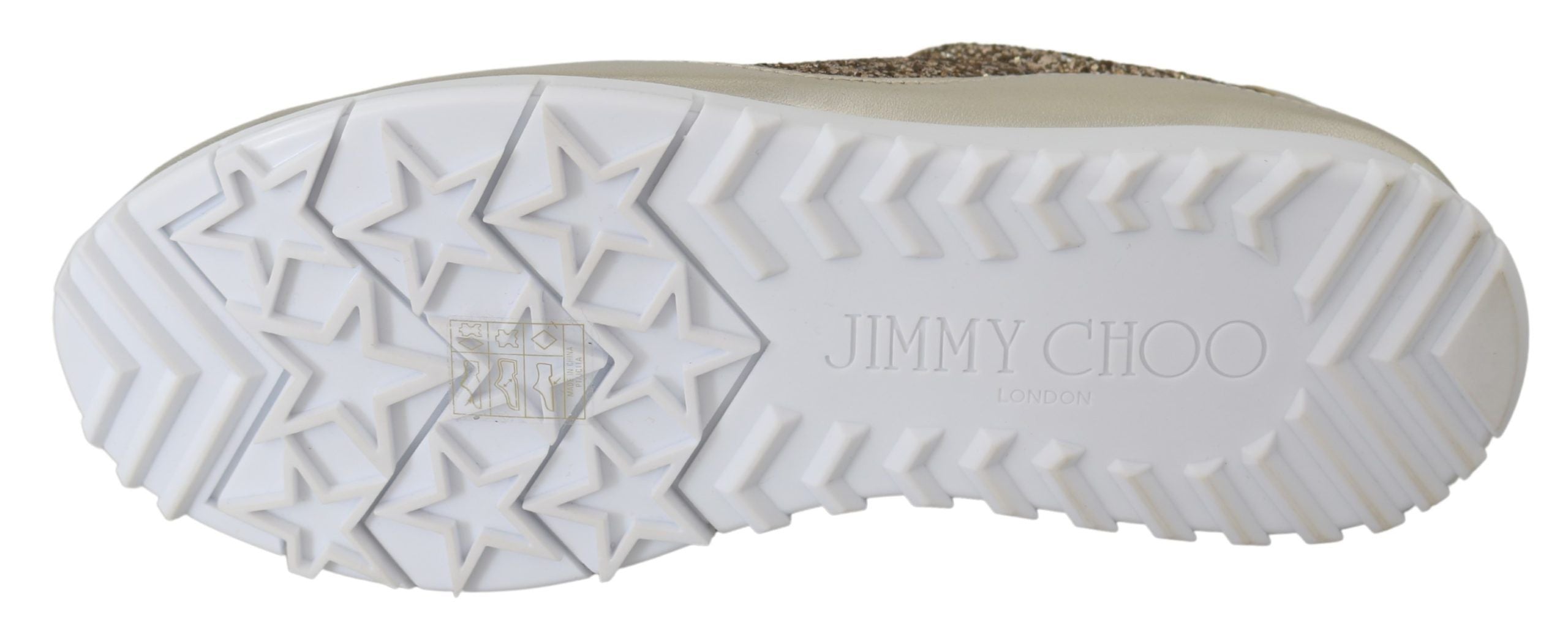 Tênis Jimmy Choo de couro com glitter dourado antigo