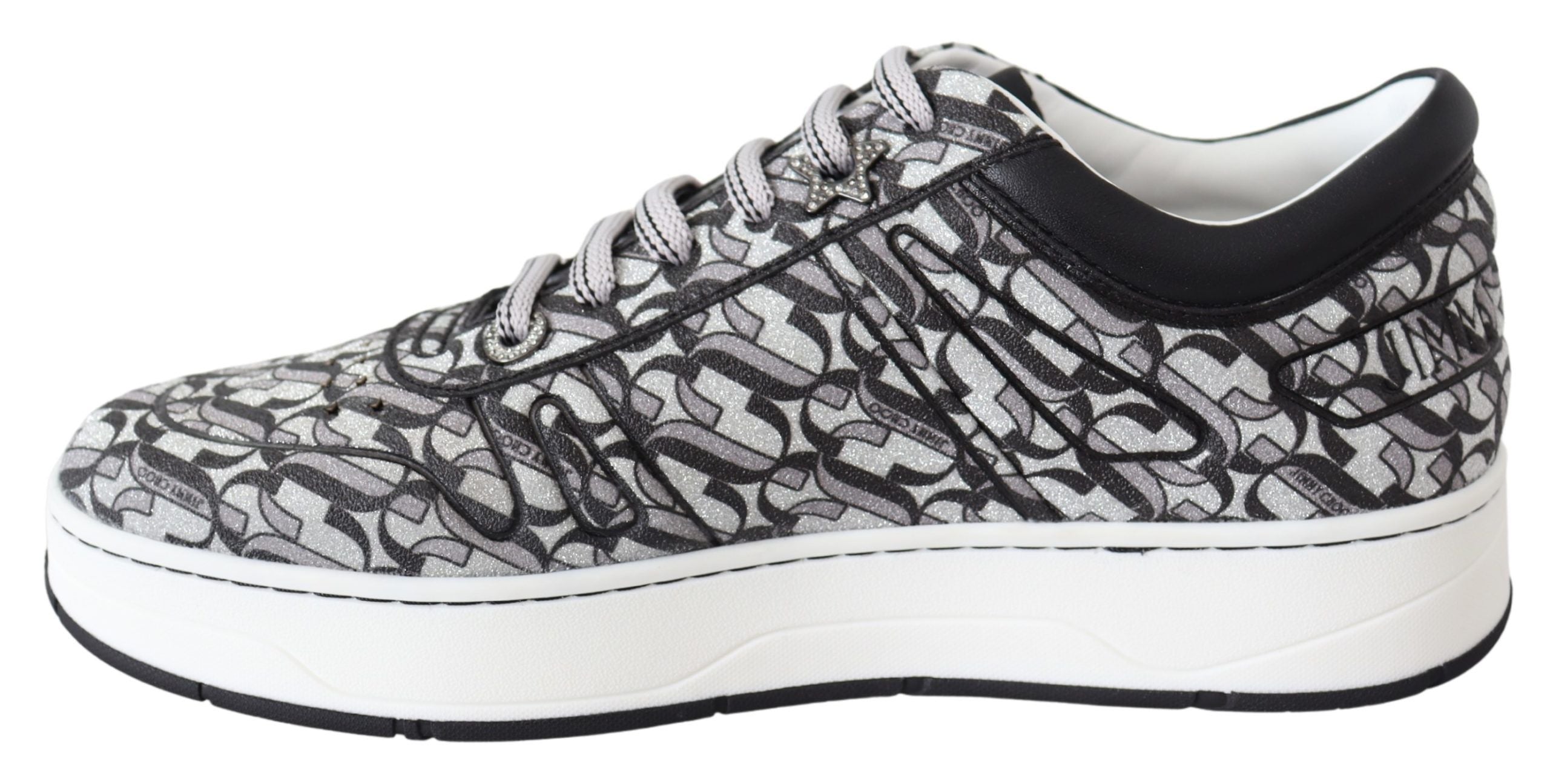 Tênis Jimmy Choo Slip-On Brilhante - Prata e Preto
