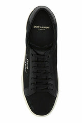 Tênis cano baixo Saint Laurent Sleek preto de lona e couro